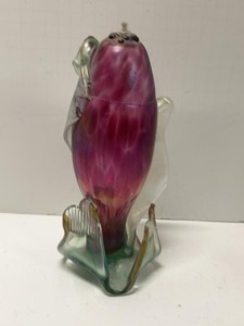 Artisan Glass Freeform Oil Candle Iridescent Pink Figural