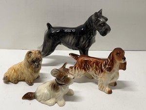 Vintage Ceramic Animal Figurine Lot Dogs Terrier Spaniel Schnauzer