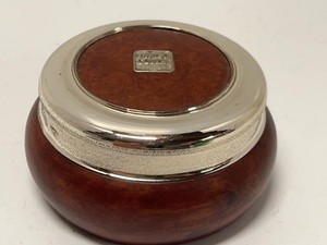 Enrico Coveri Italian Wood Trinket Box with 925 Sterling Silver Rim Made in Italy