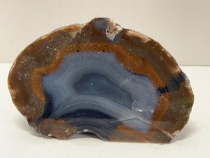 Polished Banded Agate Slice Display Specimen with Felt Base Stone