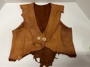 Handmade Buckskin Style Leather Vest With Bone Buttons See Photos