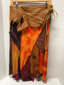 Boho Patchwork Maxi Skirt Leather Waist Tie-Dye Festival Wear