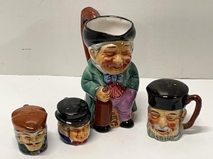 Vintage Japan Character Toby Jug Pitcher & Figural Shaker Lot