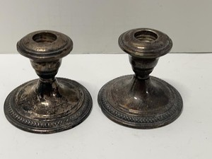 Pair of Wm Rogers Sterling Weighted Candlestick Holders 5A
