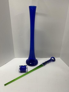 Blenko Art Glass Vase Ashtray Swizzle Stick Cobalt Blue Lot