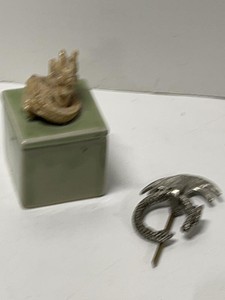 Decorative Trinket Box & Rhinestone Figural Brooch Mixed Lot