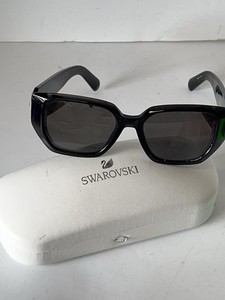 Swarovski SK5467 Square Black Crystal Accent Sunglasses w Case
