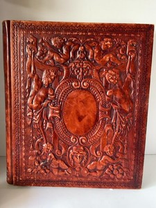 Vintage Embossed Leather Photo Album Renaissance Figural Cover