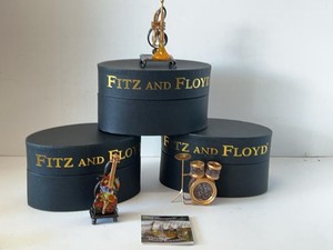 Fitz and Floyd Glass Menagerie Musical Instrument Figurines w Boxes