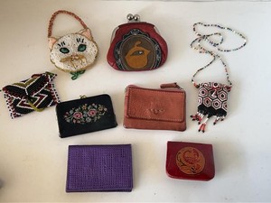 Lot of Vintage Beaded Coin Purses Wallets Fossil Leather Accessories