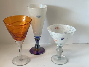 Lot of Assorted Art Glass Stemware Murano Millefiori Goblets
