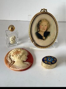 Lot of Assorted Cameo Vanity Decor Portrait Frame Perfume Bottle