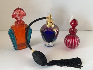 Vintage Art Glass Perfume Bottle Group Made in Italy Atomizer Vanity