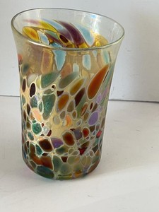Signed D. Tate 2010 Iridescent Hand Blown Art Glass Tumbler