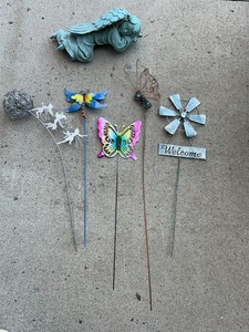Lot of Assorted Garden Decor Angel Fairy Butterfly Dragonfly Stakes