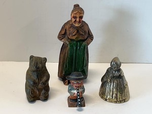 Lot of Vintage Carved Wood Figurines Jobin Brienz Bell Bear Folk Art