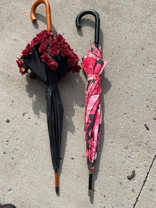Vintage Victorias Secret Floral Umbrella &amp Rose Trim Costume Umbrella Pair
