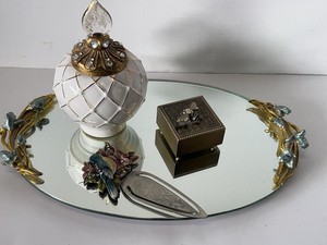 Lot of Decorative Vanity Tray Trinket Box Oil Lamp Bookmark