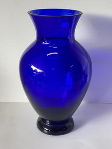 Large Cobalt Blue Glass Vase Baluster Form Decorative 14 x 9