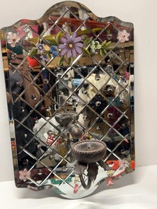 Venetian Style Mirrored Wall Sconce Hand Painted Floral Decor