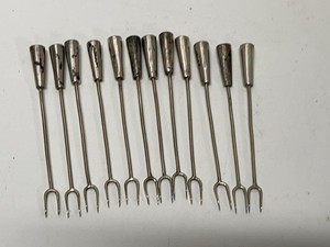 Set of 12 Taxco Mexico 925 Sterling Silver Cocktail Olive Forks