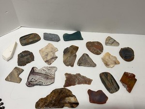 Lot of Assorted Polished Stone Slabs Cabochons Agate Jasper Mix