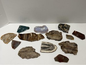 Lot of Assorted Polished Agate Jasper Stone Slabs Display Pieces