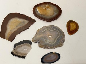Collection of Polished Agate & Geode Slice Specimens Largest 6in