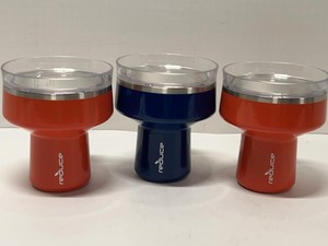 Set of 3 Reduce 16oz Insulated Goblet Tumblers w Lids Red Blue