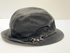 Coach Black Leather Bucket Cloche Hat Horsebit Trim PS