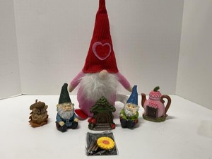 Fairy Garden Decor Lot Gnomes Plush Valentine Gnome Teapot House