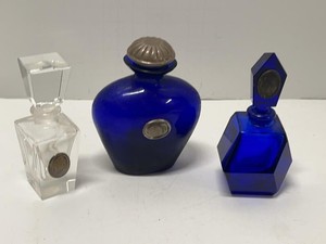 Bicchielli Italian Art Glass Perfume Bottle Set Sterling 925 Cobalt