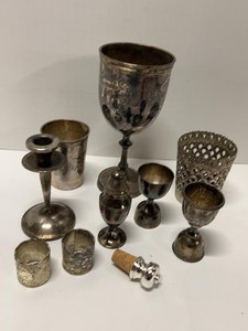 Assorted Vintage Silverplate Tableware Goblets Candlestick Decor