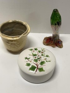 Mixed Pottery and Art Glass Decor Fish Italian Trinket Box