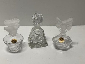 RCR Royal Crystal Rock Perfume Bottles Frosted Figural Stoppers