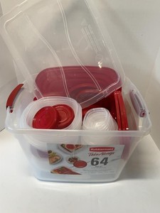 Rubbermaid TakeAlongs Food Storage Container Set Red Clear 64 Piece