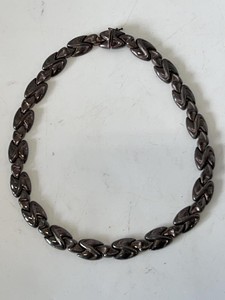 925 Italy Sterling Silver Chevron Link Necklace 17.5in 41g