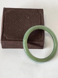 Chinese Green Jade Bangle Bracelet in Suzhou Presentation Box