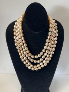 Four Strand Freshwater Pearl Necklace 22in Baroque Potato Pearls