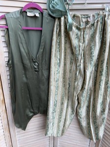 Victorias Secret Silk Lounge Set With Bra Sage Green Sizes L ML 36C