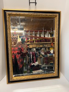 Ornate Gold Tone & Black Framed Wall Mirror 22 12 x 29