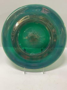 Signed Iridescent Green Art Glass Centerpiece Bowl 12 14in 1988