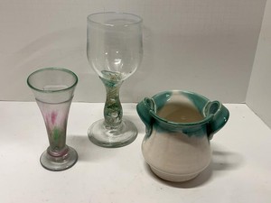 Vintage Studio Pottery & Art Glass Decorative Vase Goblet Lot