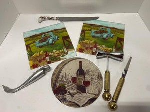 Wine Theme Barware Serving Pieces Trivets Cheese Knife Bottle Opener