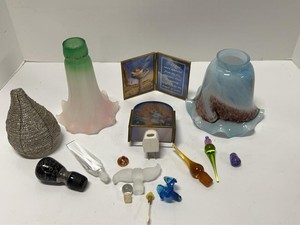 Lot of Assorted Art Glass Shades Stoppers Night Light Decor