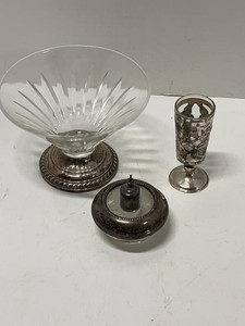 Sterling Silver & Glass Vanity Tableware Lot Salem Whiting Mexico