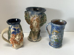Handmade Studio Art Pottery Fairy Mermaid Mug & Vase Decor Set
