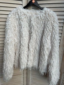 Scoop Womens Shaggy Faux Fur Jacket Ivory XL 16-18 Style SC020554