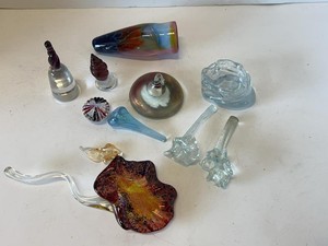 Lot of Assorted Studio Art Glass Paperweights Vases Floral Forms