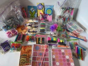 Most New in Packaging Assorted Stationery Desk Supplies Lot Pens Notepads Clips &amp Tape Many Minis